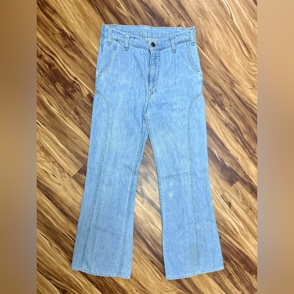 Vintage Original 70s Levi’s Stratus Light Blue Flare Jeans - Picture 6 of 16